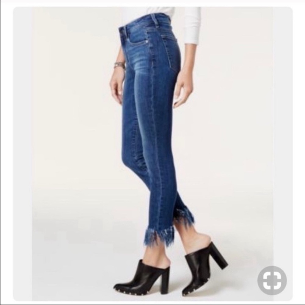Chelsea and Violet Fringe Denim Crop Ankle Jeans Size 28 Boho Frayed Raw Hem